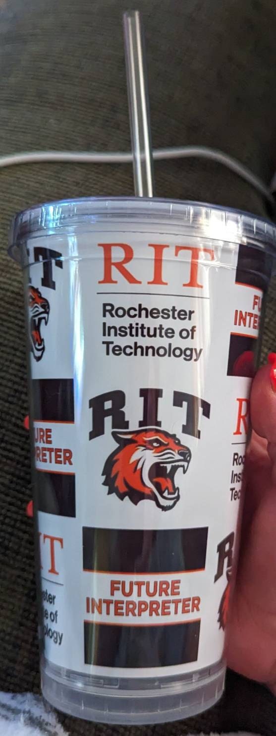 College themed tumbler with hard plastic straw, any school!