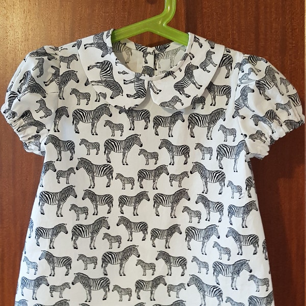 Girls Blouse PDF Sewing Pattern – Peter Pan Collar – Puff Sleeves ...