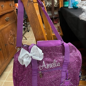 Dance Bag, Purple Glitter Mini Duffel, Personalized Ballet for ...