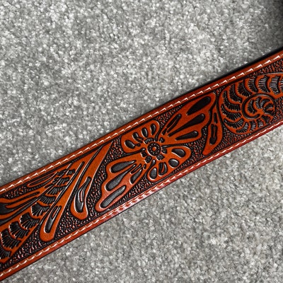 Cream Tooled Women's Leather Belt Floral Western Strap - Etsy