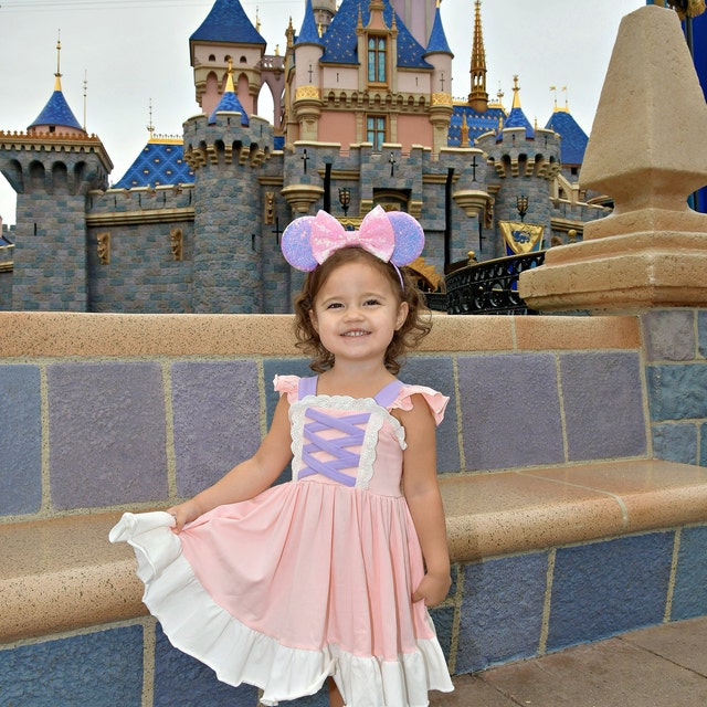 open lace back dress Posh Peanut Girl's Disney Snow White Twirl Dress in Blue, 10Y-12Y, Viscose from Bamboo main image 1