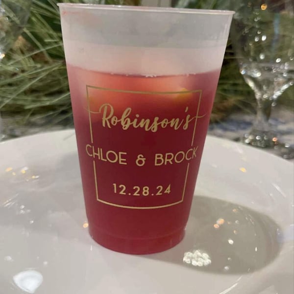Custom Wedding Cups Reception Bar Frosted Cups Personalized Custom Wedding Cups Reception Bar Frosted Cups Personalized
