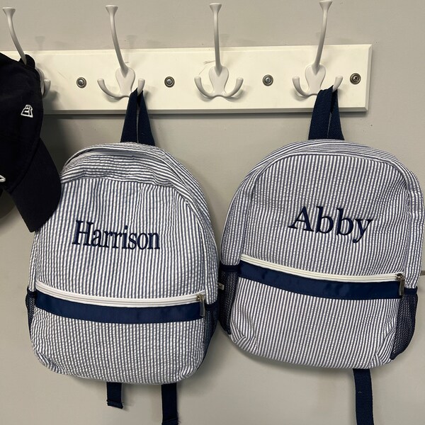 Personalized Baby Backpacks, Monogrammed Toddler Backpacks, Seersucker ...