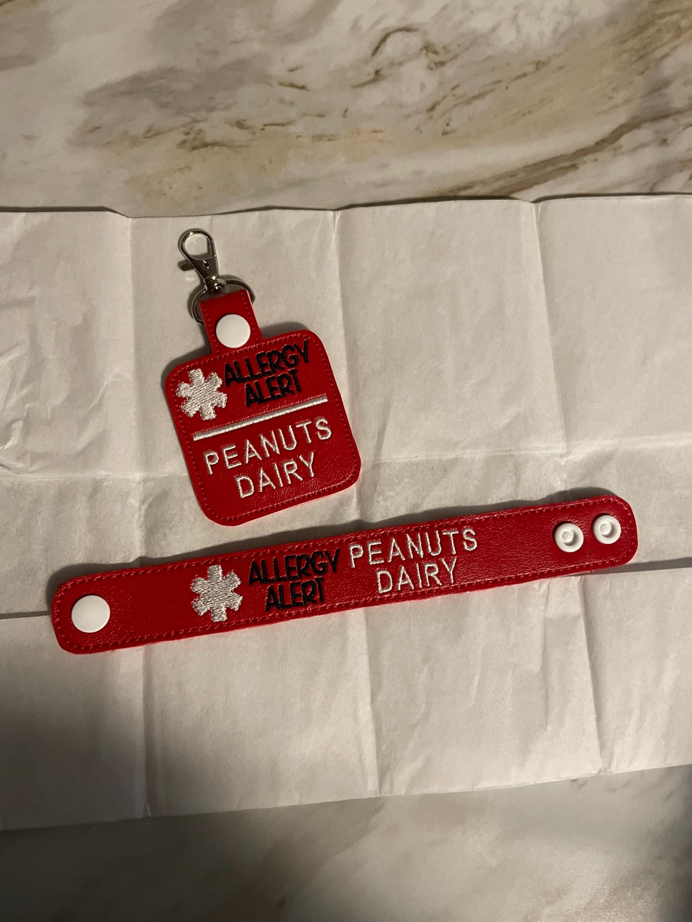 Peanut Tree Nuts Milk Dairy Egg Shellfish Soy Gluten Bee Custom Food Allergy Medical Alert Snap Tab Bracelet by Sara Sews Stuff