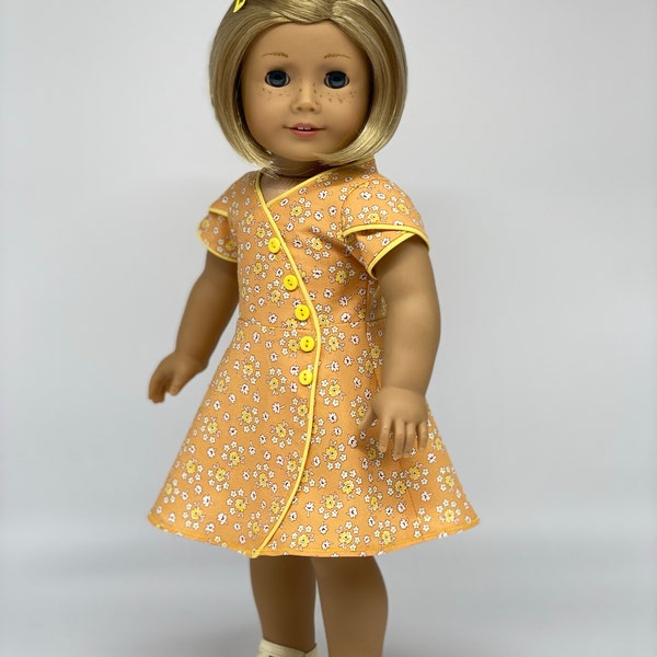 18 Inch Doll Dress Pattern ~ Lettie's Button Wrap Dress PDF Sewing ...