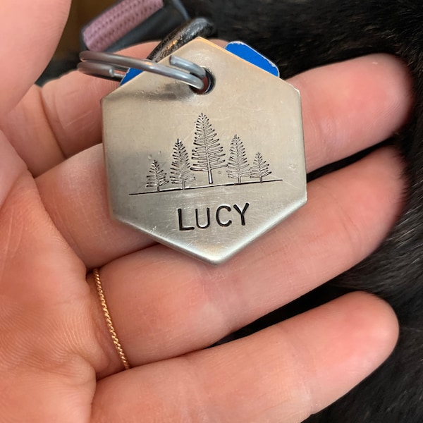Forest - Pet ID Tag - Dog Tag for Dogs - Pet Name Tag - Hand Stamped ...