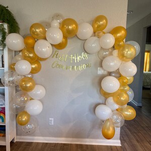 Pre-Strung First Holy Communion Banner - Gold Glitter, No Assembly Needed, 9.8 Feet Long, Party Decor