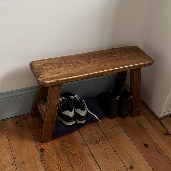 Rustic Wooden Milking Stool/ Bench - Etsy UK