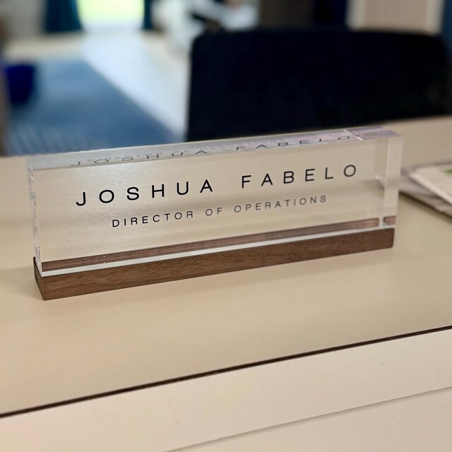 Personalized Acrylic Name Block (D3) - W/ Optional Wood Base