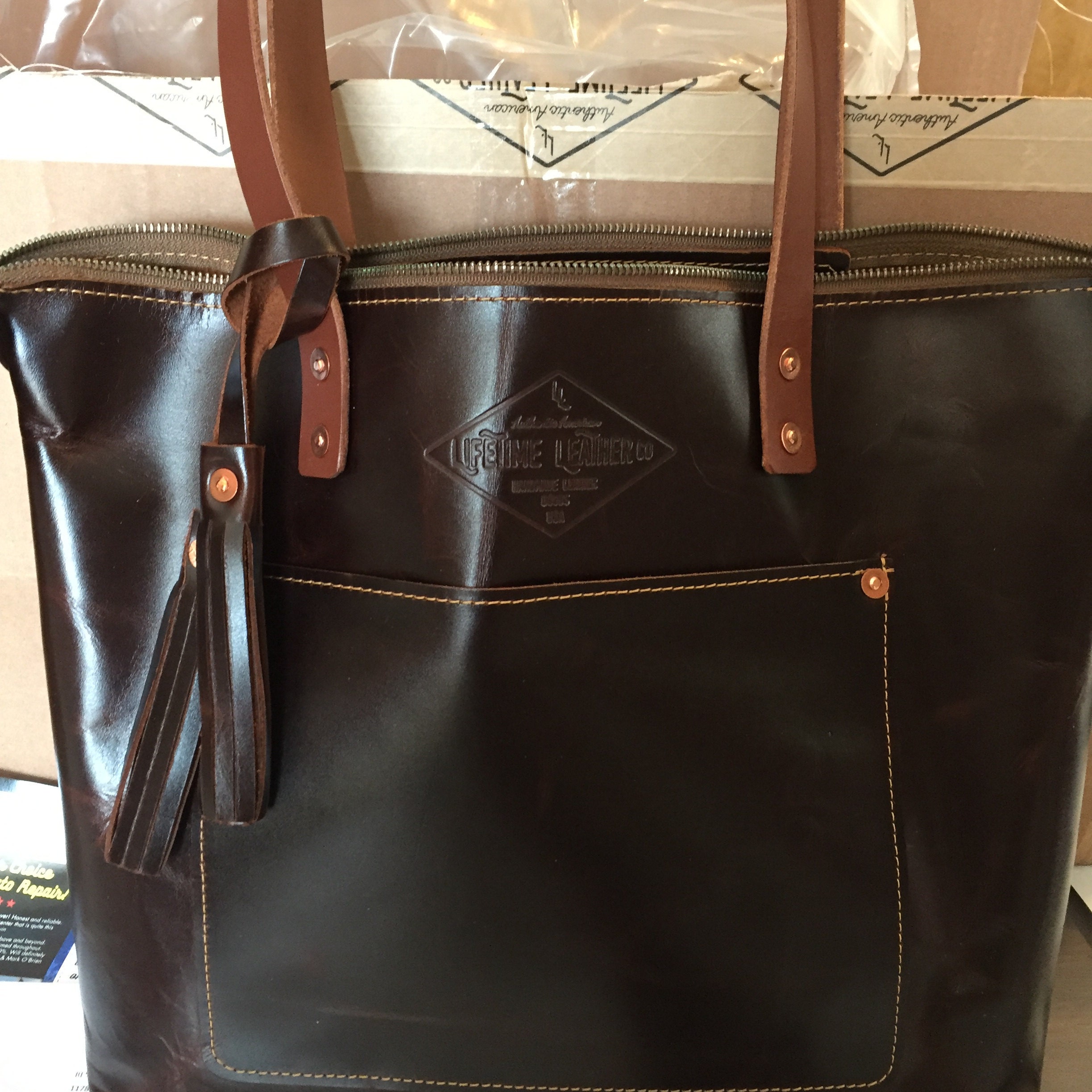 Italian Brown Leather Tote Bag For Women Brown Leather Bag Etsy