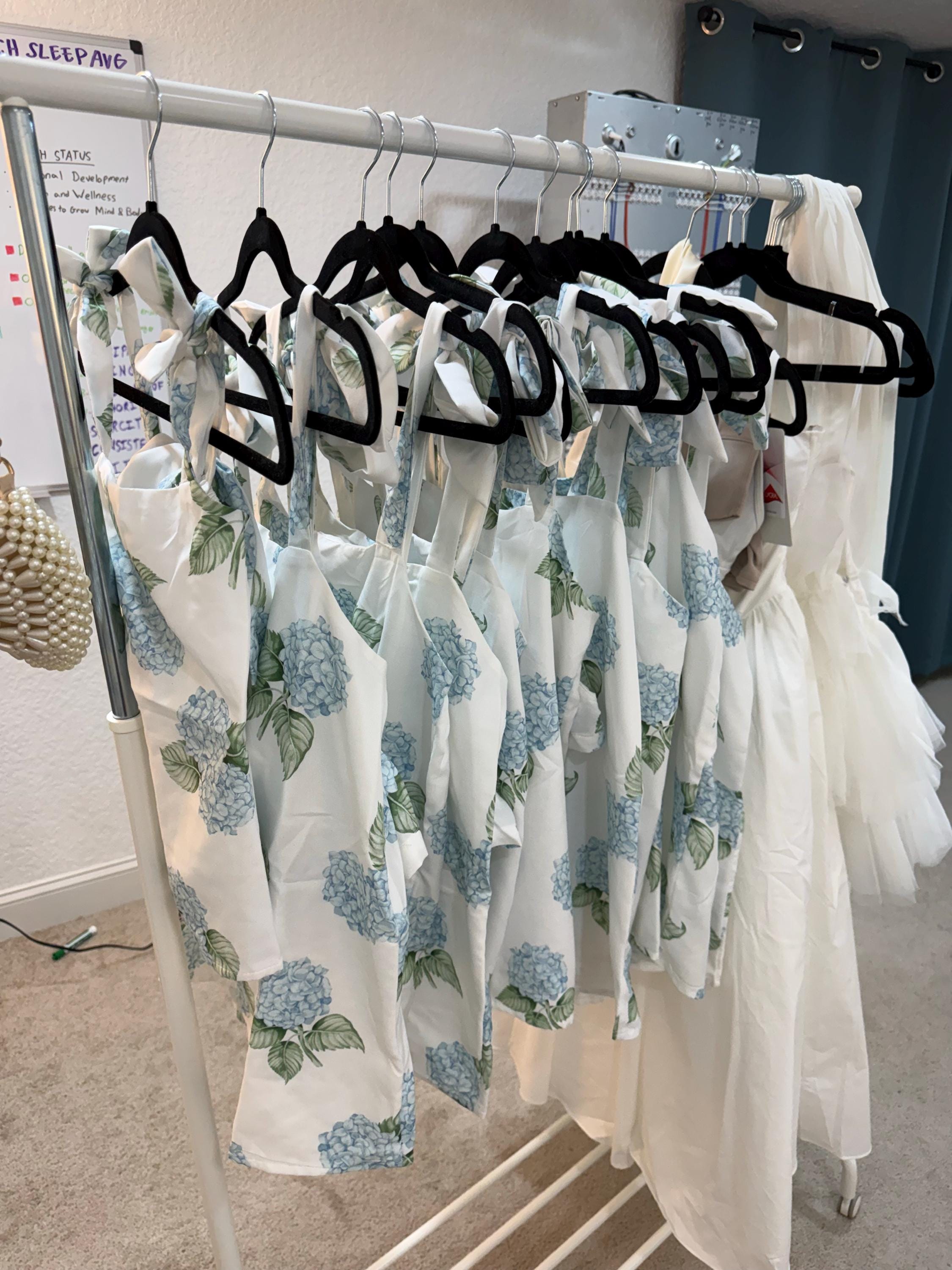 Hydrangea Floral Bridesmaid Pajamas Something Blue Bachelorette Party Theme PJs Bridesmaid Proposal Bridesmaid Getting Ready Outfit