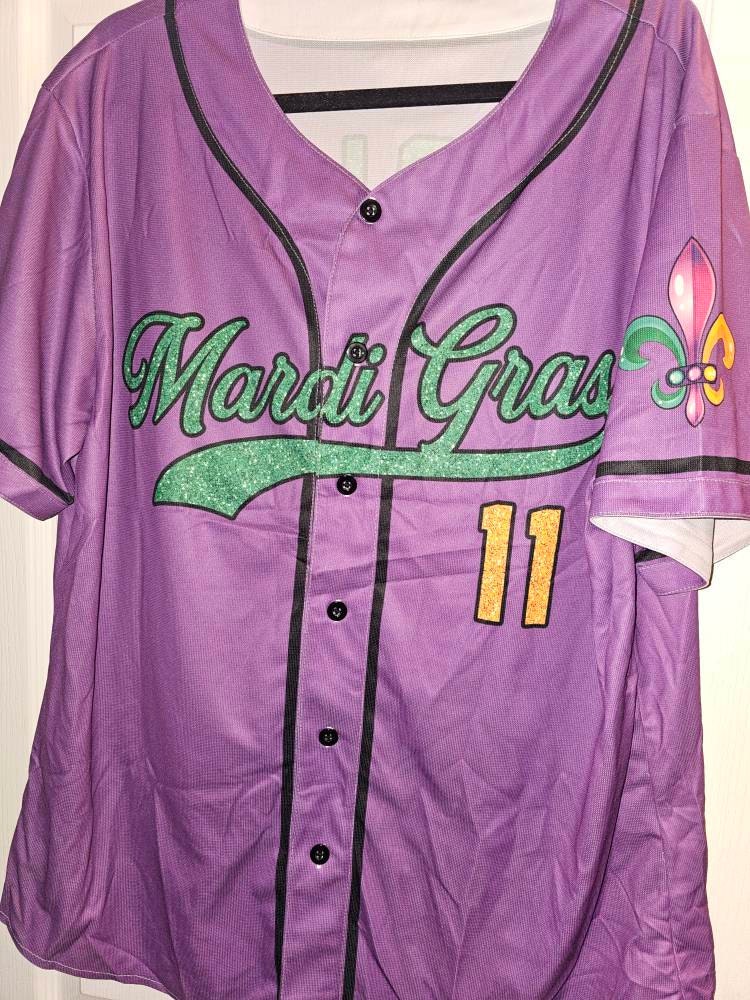 Personalisiertes Mardi Gras Baseball Jersey, Personalisierter Name und Nummer Baseball Jersey, Mardi Gras Karneval Jersey, Geschenk für Familie