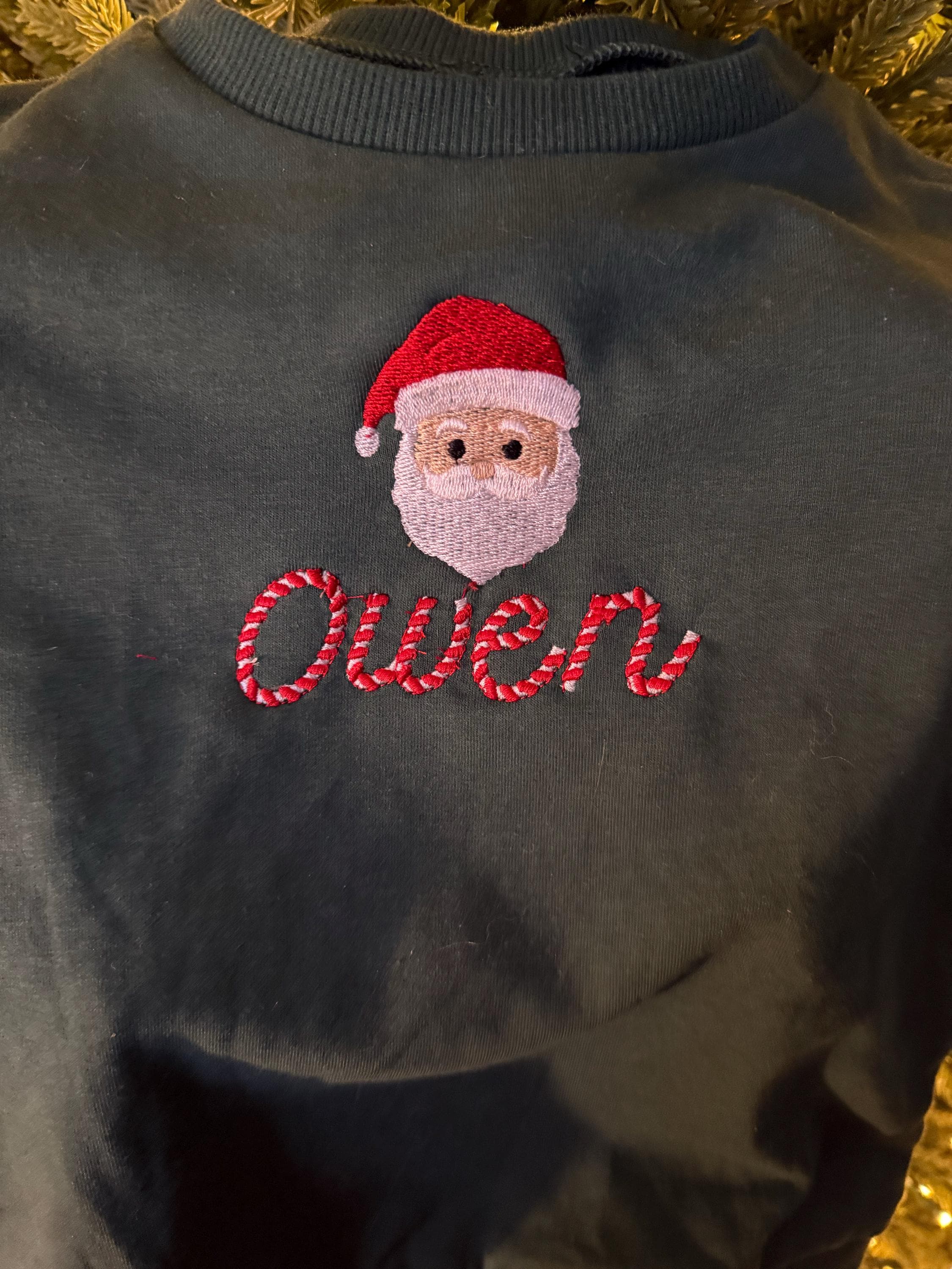 Customer project using Classy Candy Cane Handwritten Font embroidery design