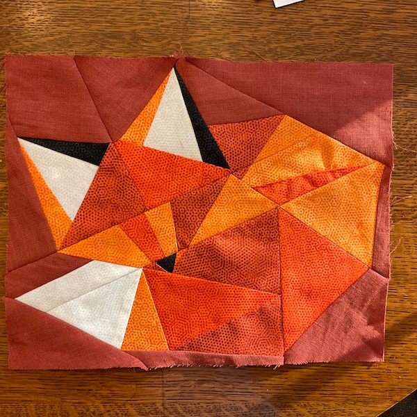 Sleeping Fox Paper Piecing Pattern - 16" X 16" Quilt Block - Digital ...