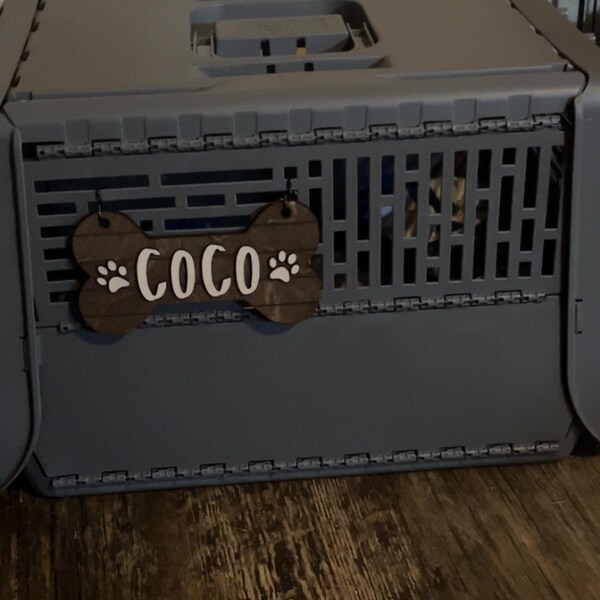 Personalized Wood Crate Sign /personalized Pet Gift / Custom Pet Name ... - Embroidered Pet Crate Liners With Customized Ornaments