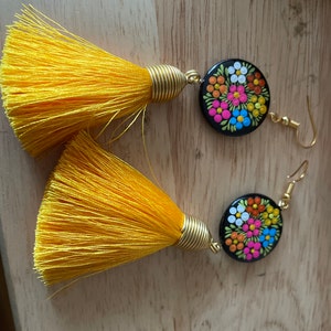 Hand Painted Artisanal Earrings. Silk Thread Earrings. Mexican - Etsy