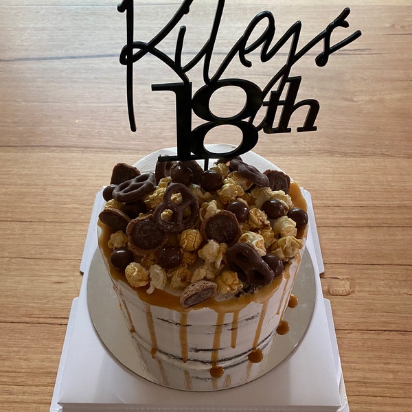 Custom Birthday 18 Eighteen 18th Gold Mirror Cake Topper Cake ...