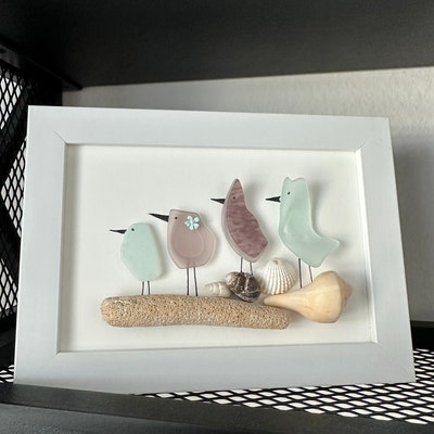 Framed Sea Glass Art Etsy