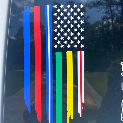 10-Pack Thin Blue Line Decal Sticker – Police Support American Flag Design For Car, Truck, Window