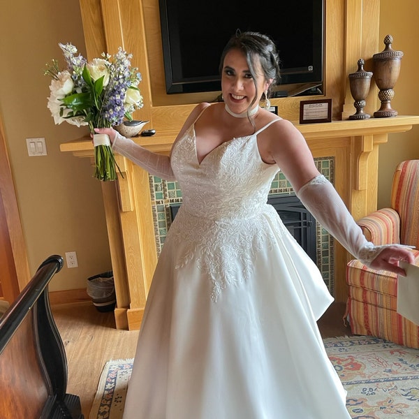 Black Wedding Dress Long Sleeve Elven Fantasy Gown Deep V Gothic