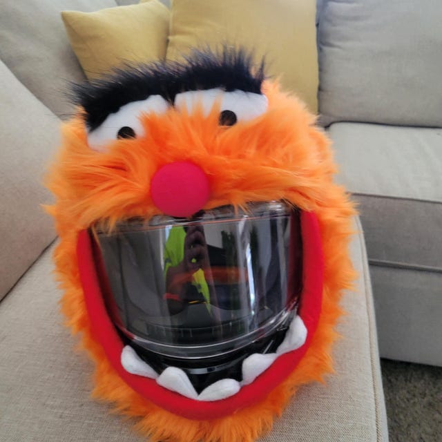 big fluffy orange monster motorcycle helmet HAX Impulse Devour Matte Motorcycle Helmet Cover - Red,