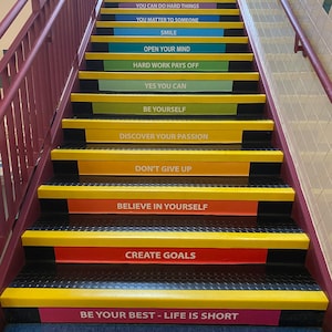 30 Motivational Stair Decals for School Staircase Quotes Decal Growth  Mindset Steps Stair Riser Decals Inspirational Quotes School Decor 