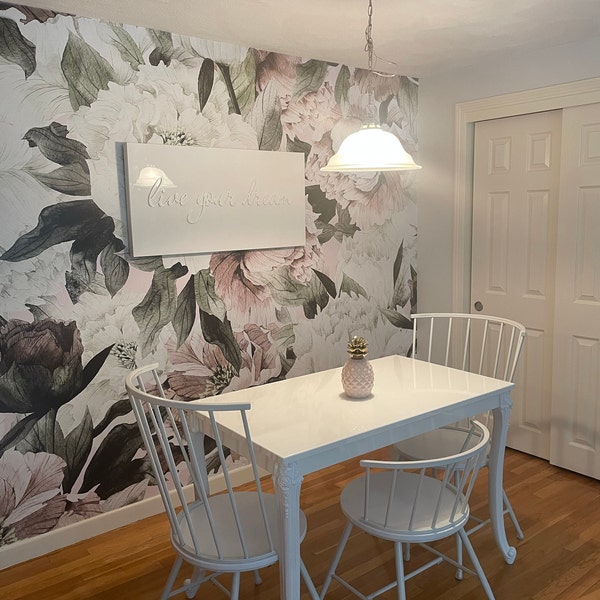 Vintage Roses and Peonies Peel and Stick Wallpaper, Removable ...