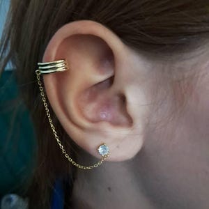 Orecchini Pendenti A Catena In Argento Sterling O Oro - Eleganti Orecchini A Bottone Con Catenella, Donna, Regalo