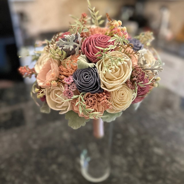 Sola Flower Bouquet Wood Flower Bouquet Dusty Rose Wedding