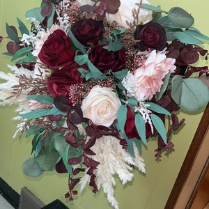 Customized Wedding Stage Arch Flowers Burgundy Series Floral Arrangement Outdoor Wedding Backdrop
