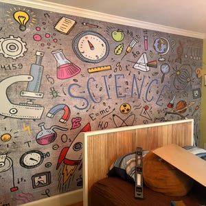 Colorful Science Wallpaper Mural - Educational Wall Decor for