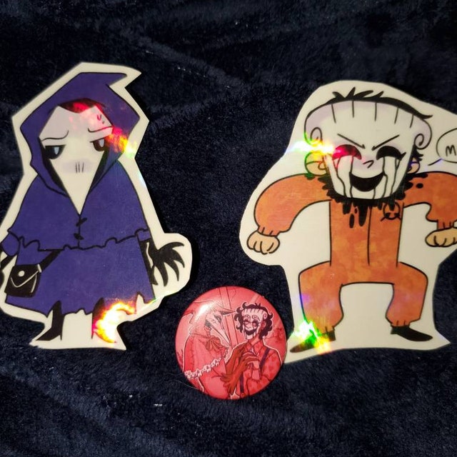 scp 049 and scp 035 holding roses corrupt version Sticker for