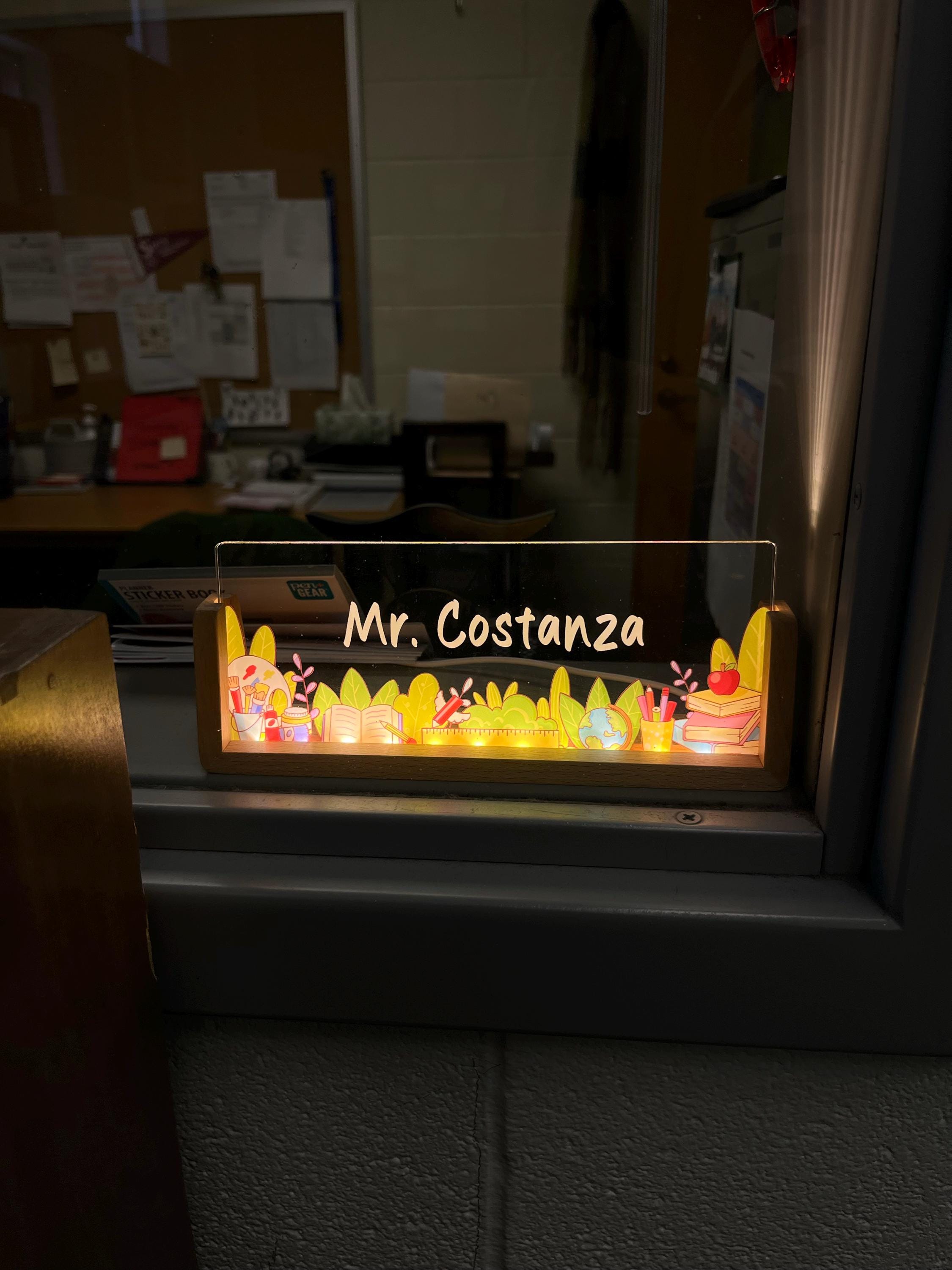 Personalized Name Desk Plate for Teacher | Custom Name Sign for Desk | Lighted Acrylic Nameplate | Teacher Appreciation Gift | Office Decor