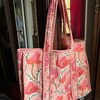 Quilted cotton handprinted reversible large floral patch work stripe tote bag eco friendly Sturdy Grocery Shopping Artist Boho - 43 main image 0