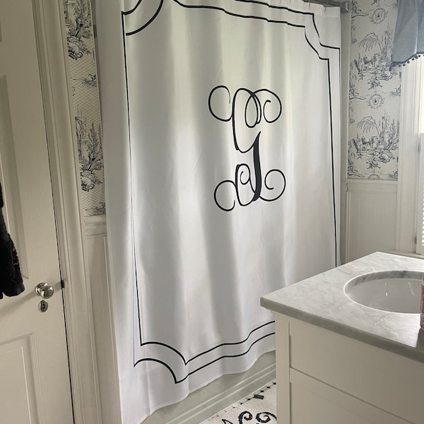 Custom Monogrammed Bathroom Set: Personalized Shower Curtain & Bath Mat ...