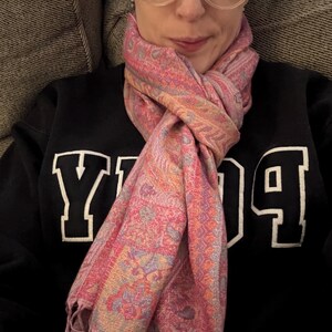 Pink Paisley Pashmina Scarf | Festival Rave Shawl Bohemian