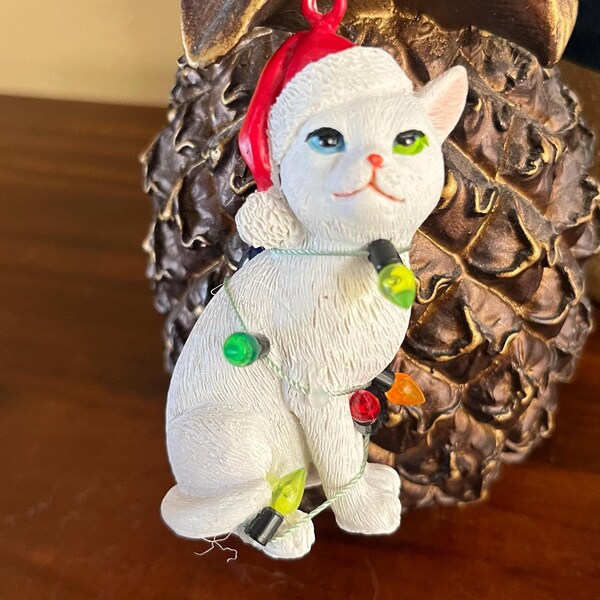 White cat christmas tree ornaments