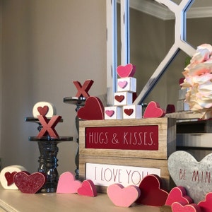 Valentine's Day Decor Personalized Wood Heart Block Love Set ...