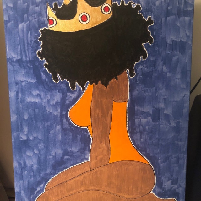 Kneeling Queen Pt 1 Pre Drawn Canvas for Painting, Sip and Paint Canvas,  Art Act