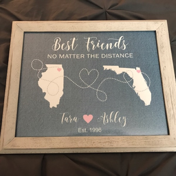 Map Freind Best Friend Map, Long Distance Friendship Map, Friends Moving Away ...
