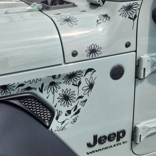 Daisies & Leaves Fender Vent Decal Set | Fits Jeep Wrangler