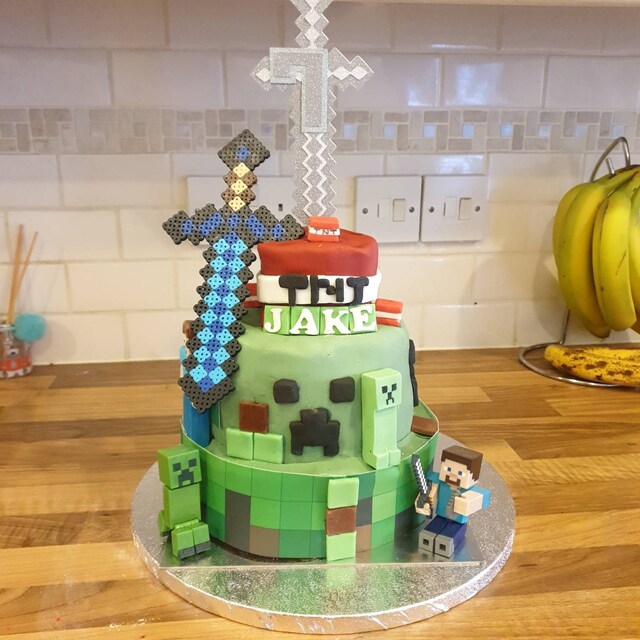 Minecraft Pixel Tiles Icing Sheet Cake Wrap 