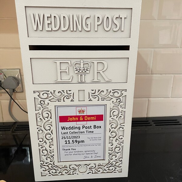 Royal Mail Wedding Post Box Sign/insert | Personalised for Weddings, Birthday, Party Occasions ...