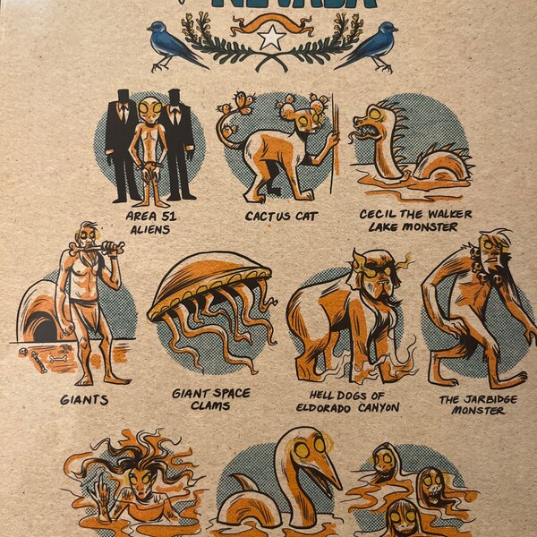 Famous Cryptids of Nevada Print - Etsy