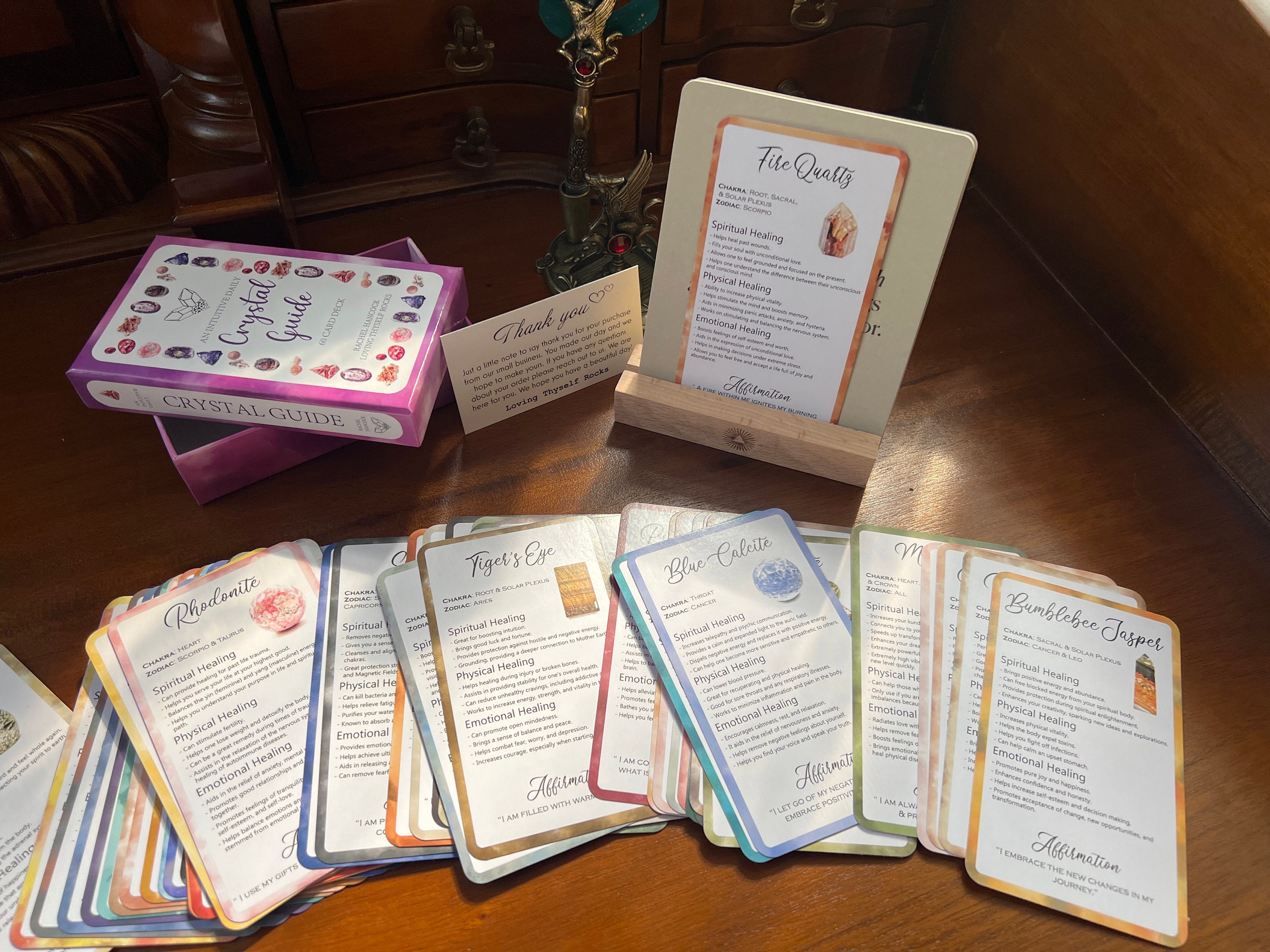 Intuitive 60 Card Crystal Deck - Made By Rachel - Healing Information Cards- Used like Tarot, Oracle or Angel Cards