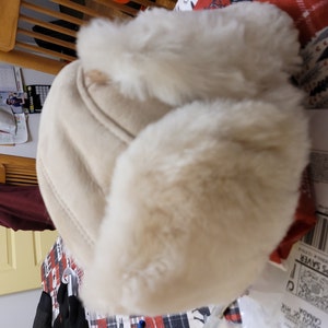 Women Men Ushanka Earflap Hat - Shearling Sheepskin Fur Trapper Bomber Aviator Style Suede Unisex Winter Hat