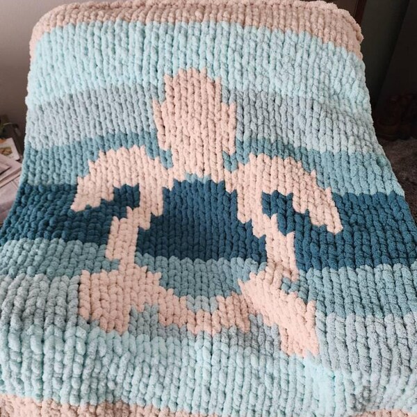 Sea Turtle (small) - Finger Knitting / Chunky Knit Blanket Pattern - Etsy