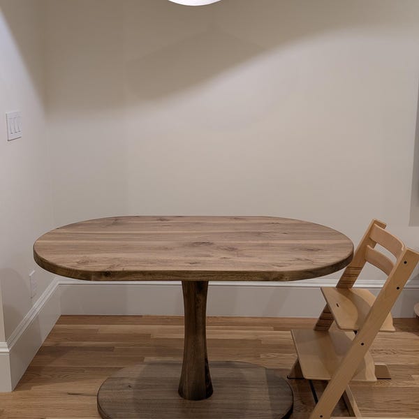 Solid Wood Oval Kitchen Table, Oval Pedestal Table - Etsy