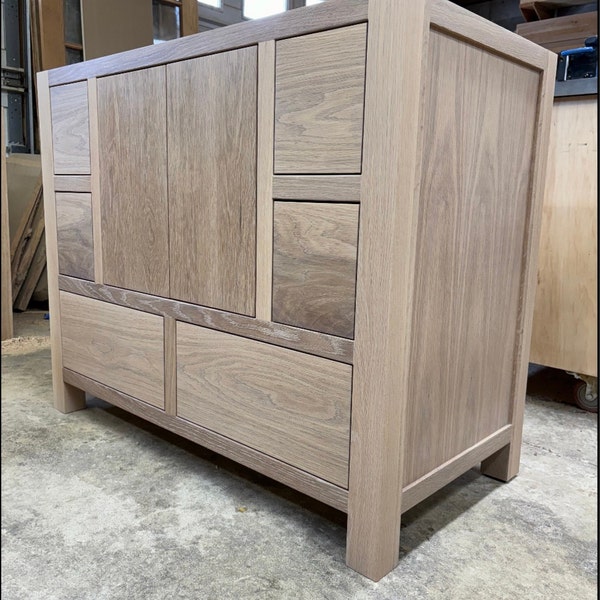 White Oak Bathroom Vanity | Double Sink | Towel Shelf - Etsy