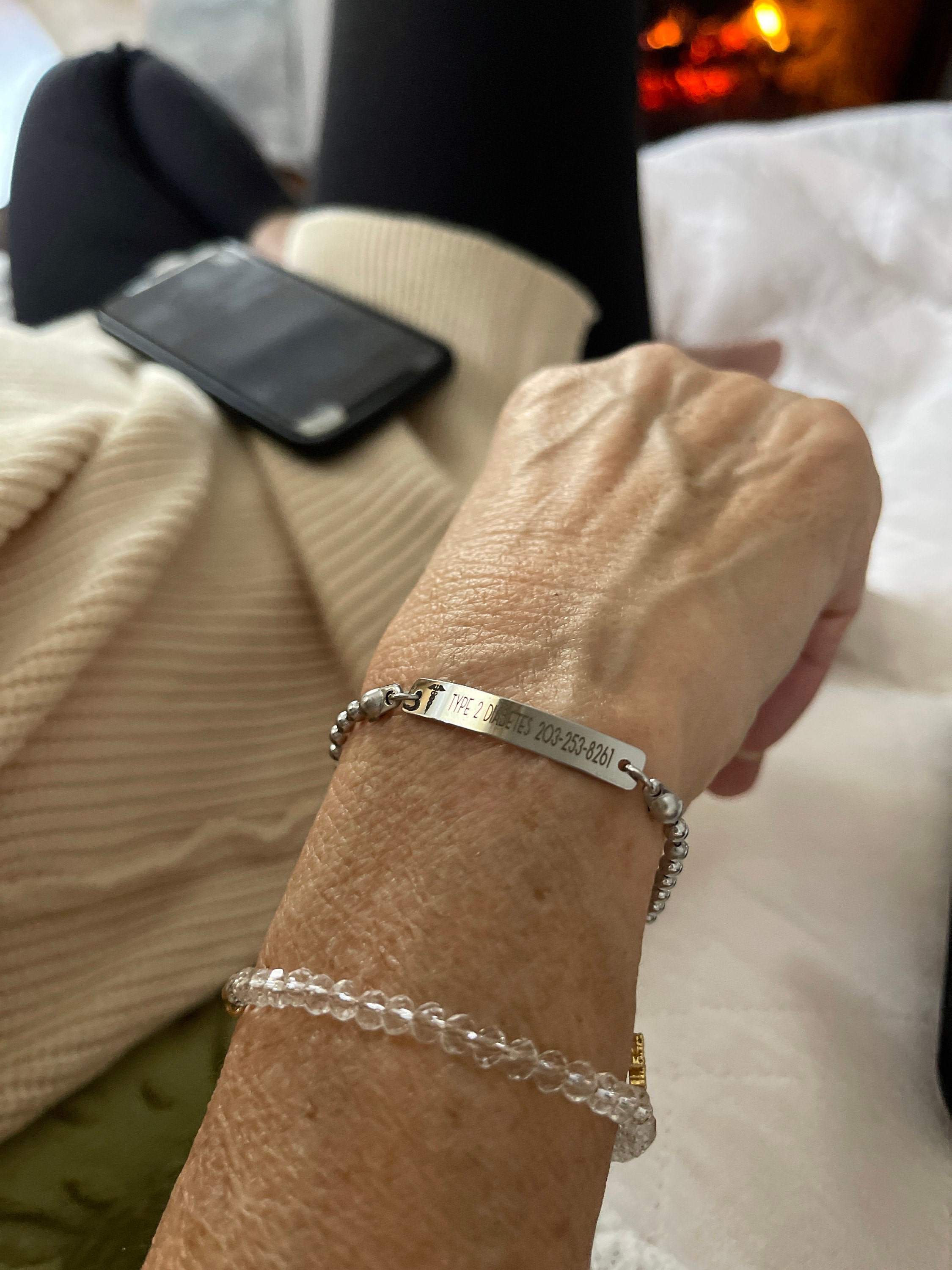 Medical Alert Bracelet Women Diabetes Medical ID Jewelry Personalized Allergy Bracelet Type 1 Diabetes Autism Seizure Awareness